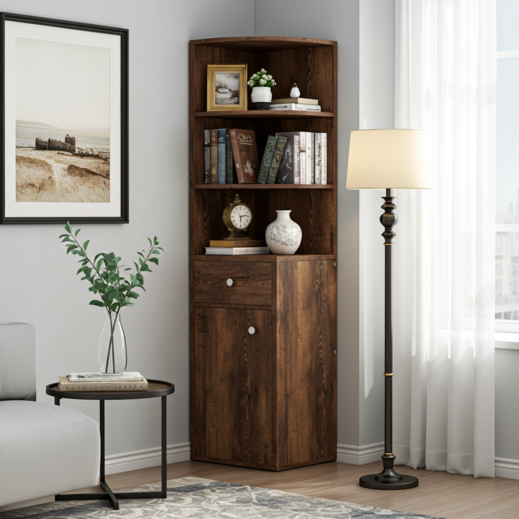 Eckregal Vision mit Schrank und Schublade, 151 cm