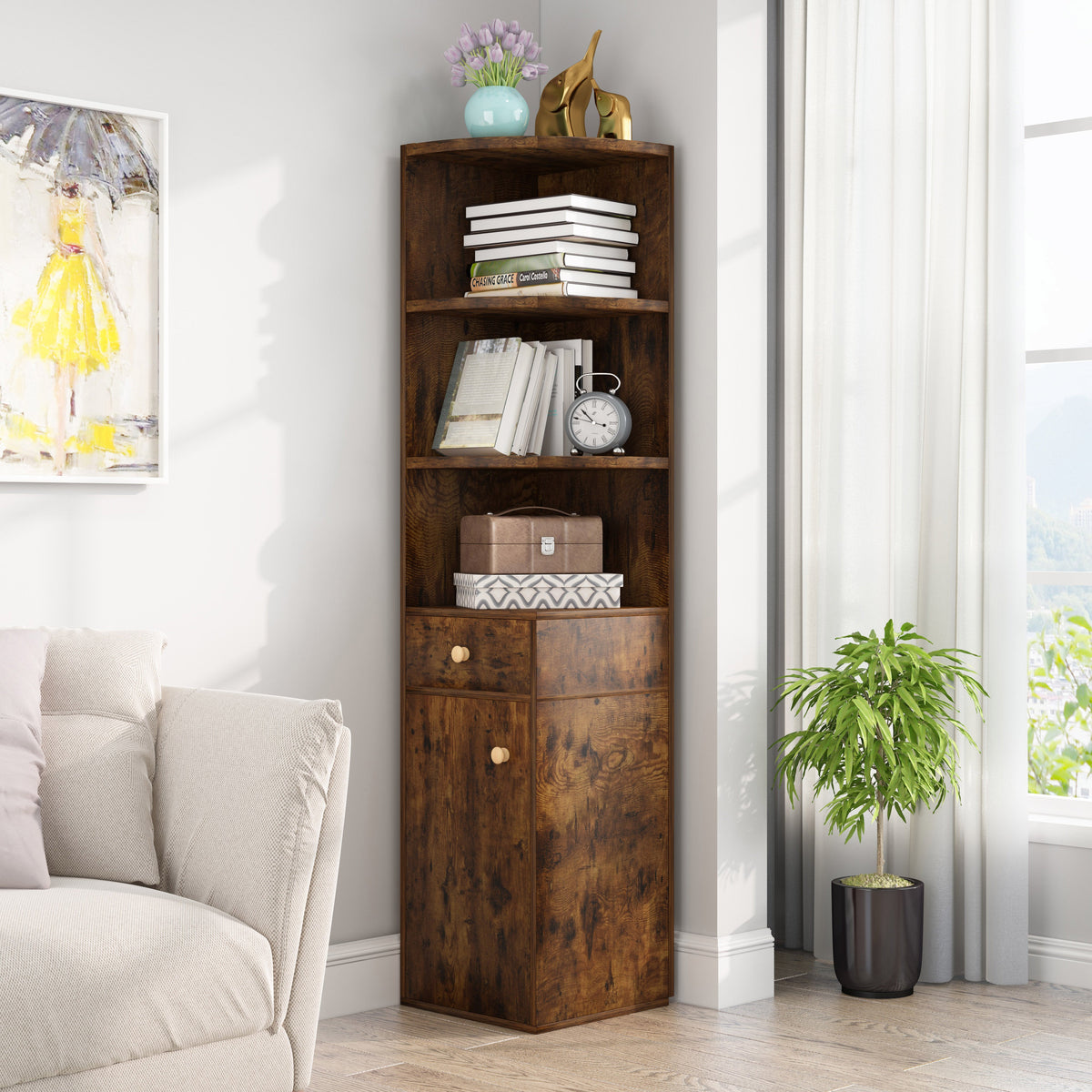 Eckregal Vision mit Schrank und Schublade, 151 cm