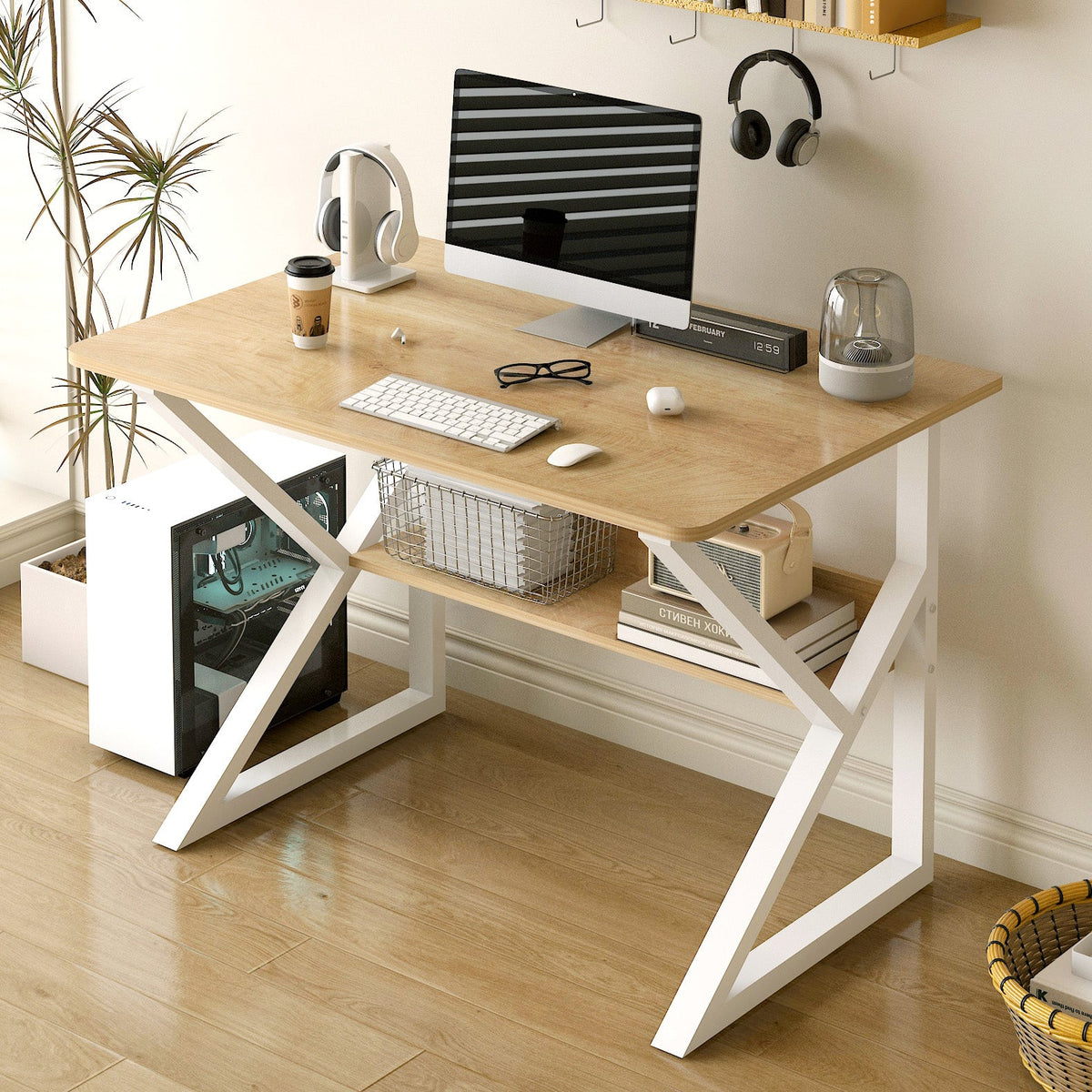 Schreibtisch Kori mit Ablageboden, 80 cm