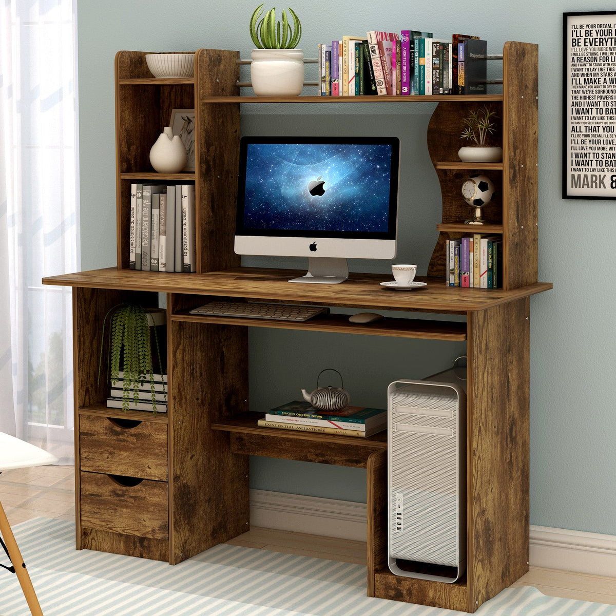 Schreibtisch Expert mit Regal und Schrank, 108 cm