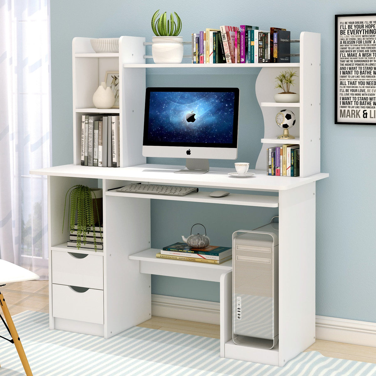 Schreibtisch Expert mit Regal und Schrank, 108 cm