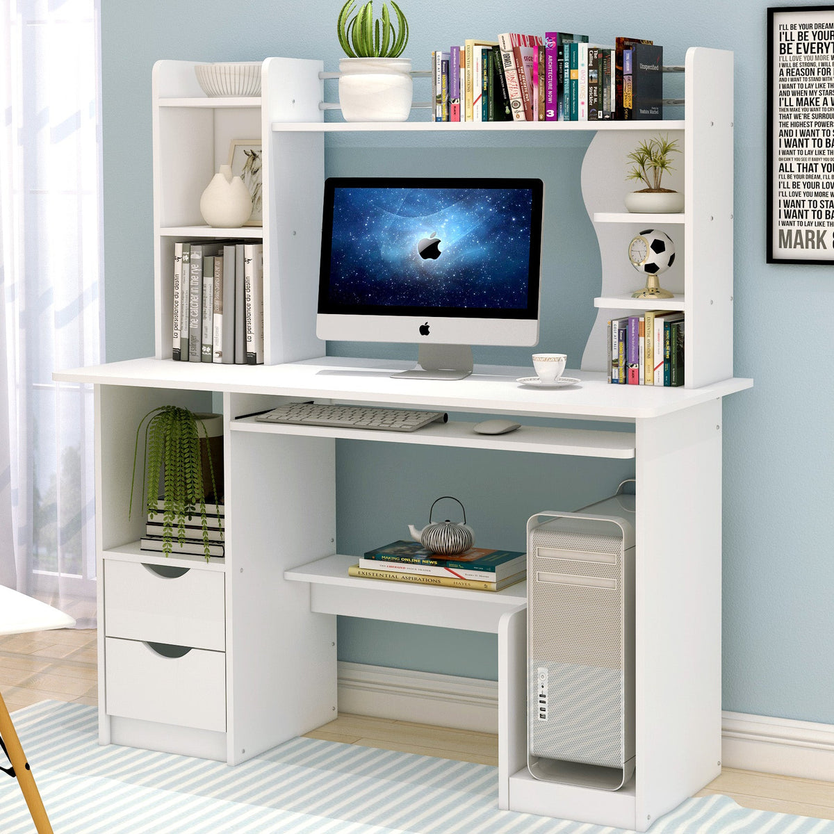 Schreibtisch Expert mit Regal und Schrank, 108 cm