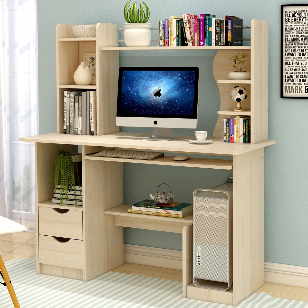 Schreibtisch Expert mit Regal und Schrank, 108 cm