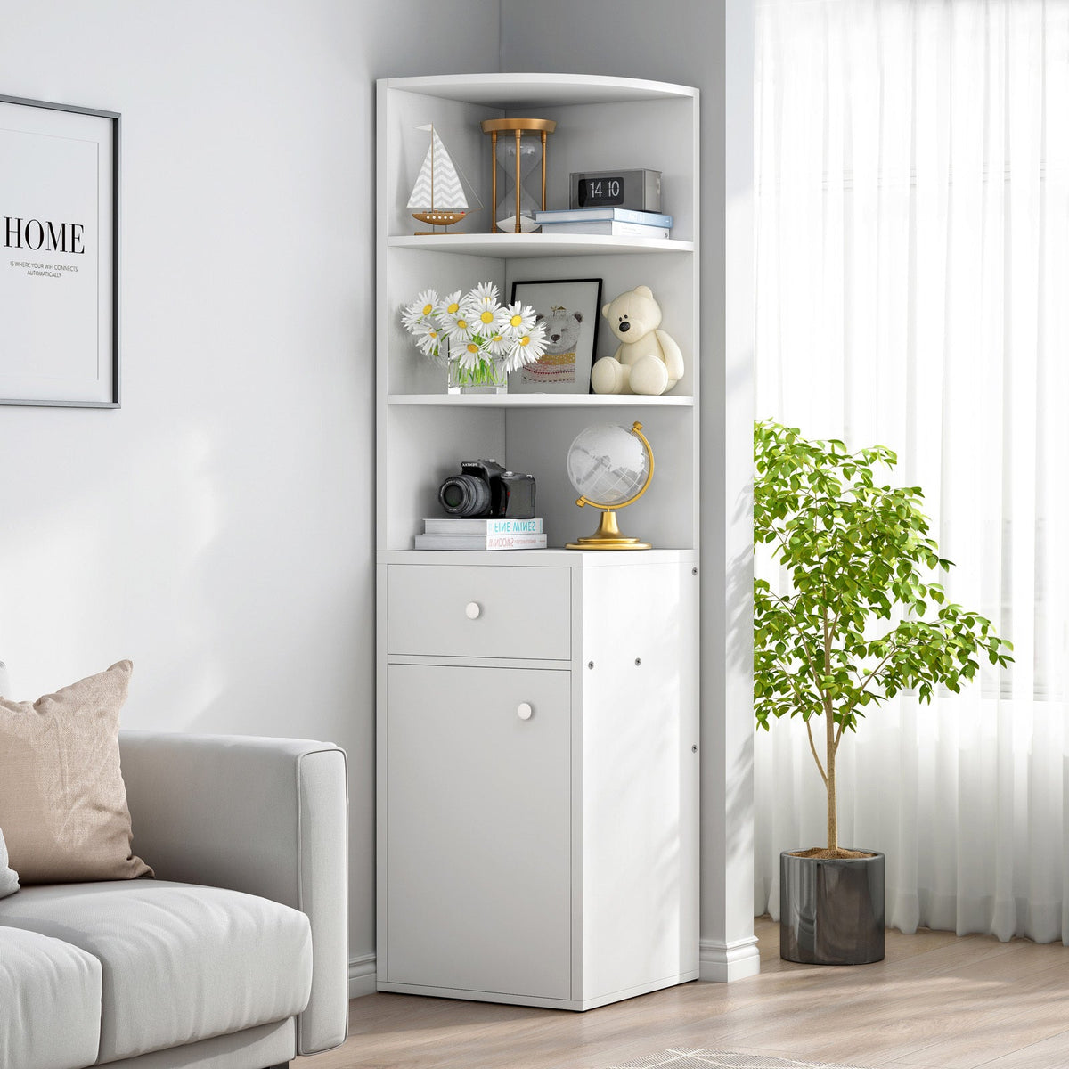 Eckregal Vision mit Schrank und Schublade, 151 cm