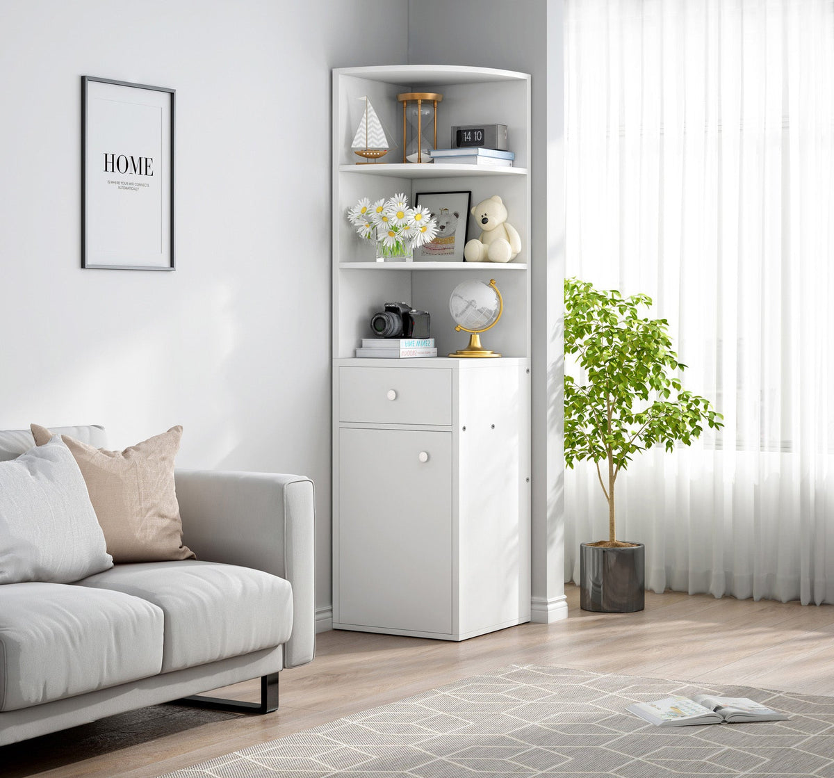 Eckregal Vision mit Schrank und Schublade, 151 cm