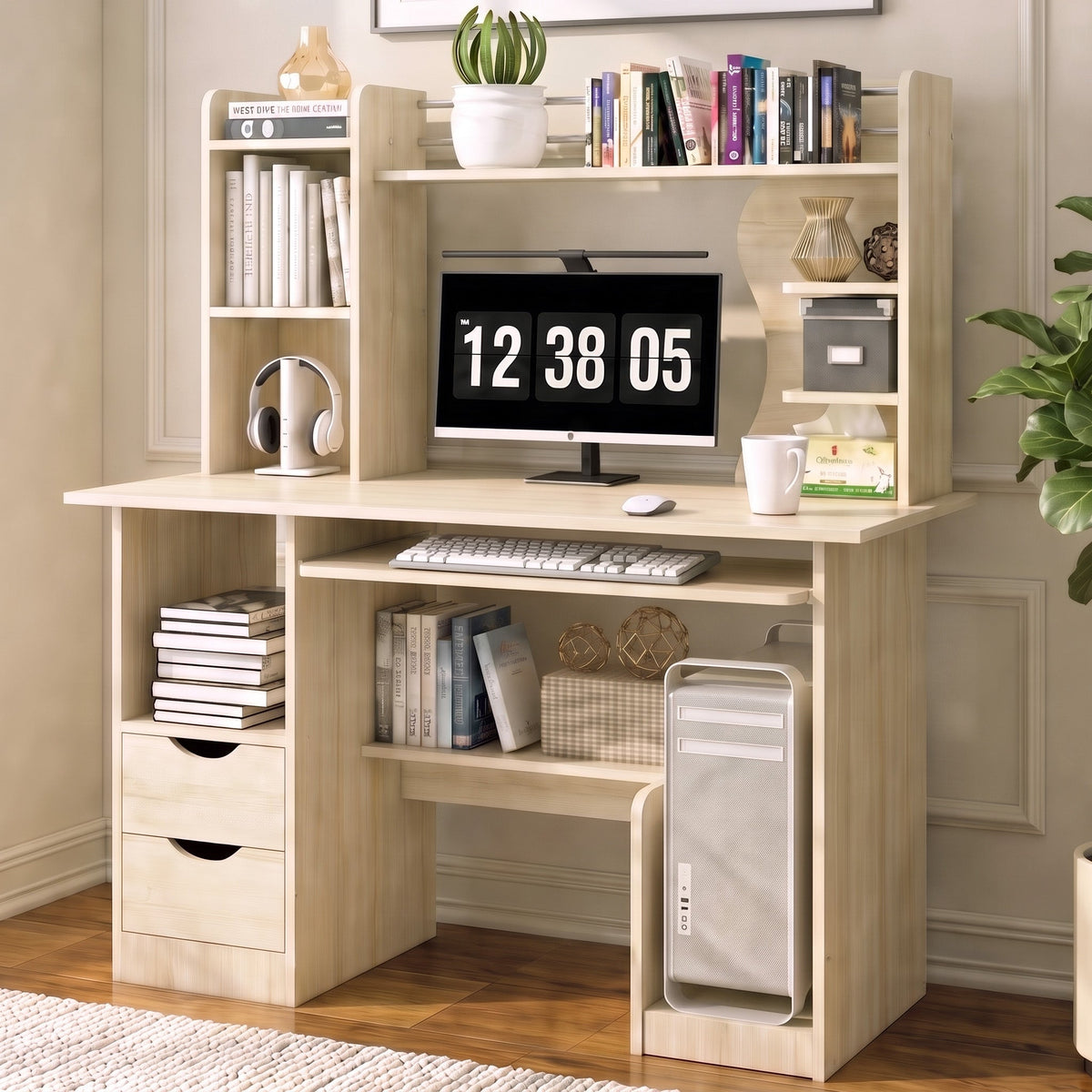 Schreibtisch Expert mit Regal und Schrank, 108 cm