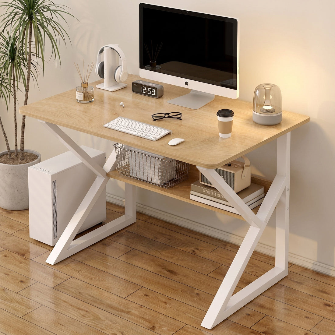 Schreibtisch Kori mit Ablageboden, 80 cm