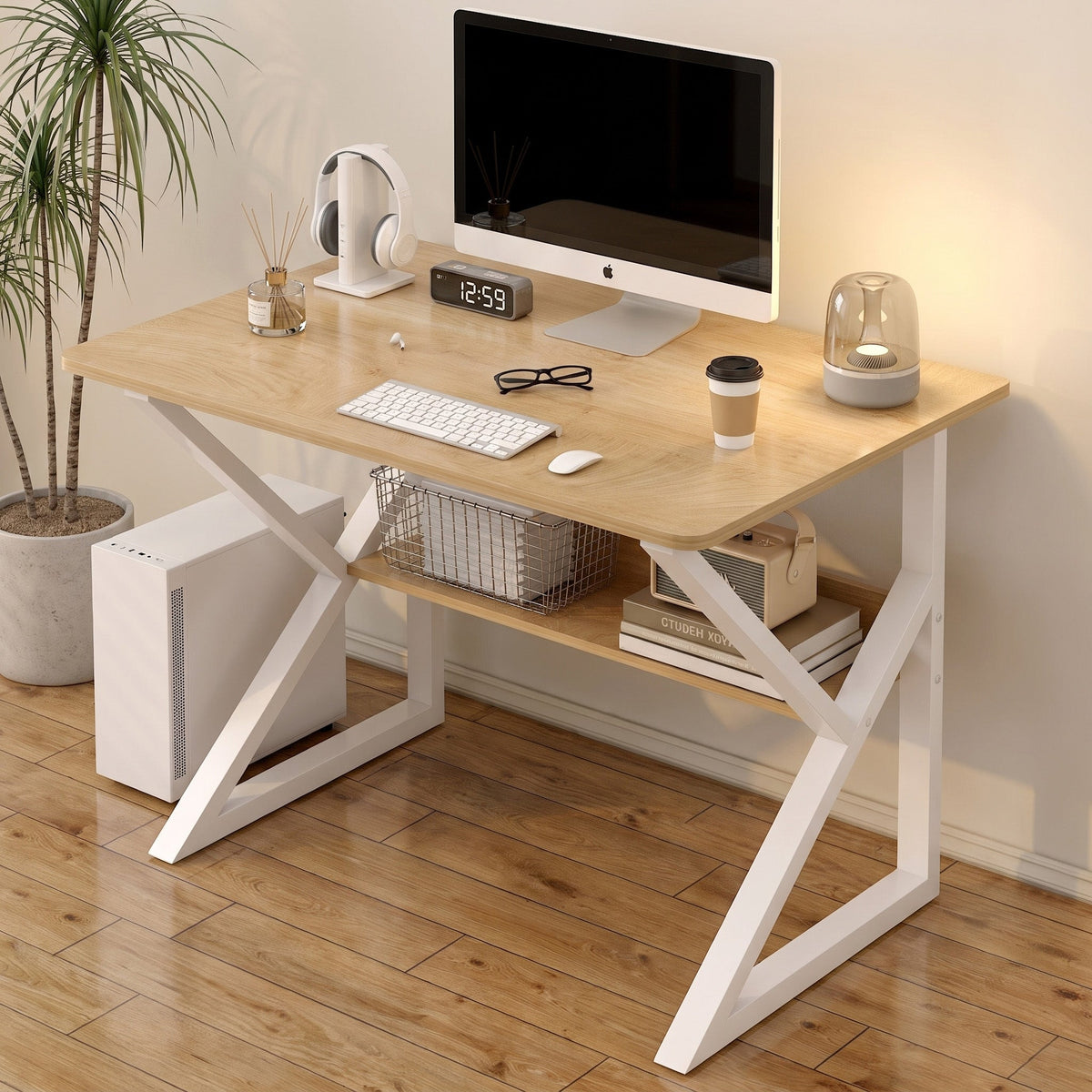 Schreibtisch Kori mit Ablageboden, 80 cm