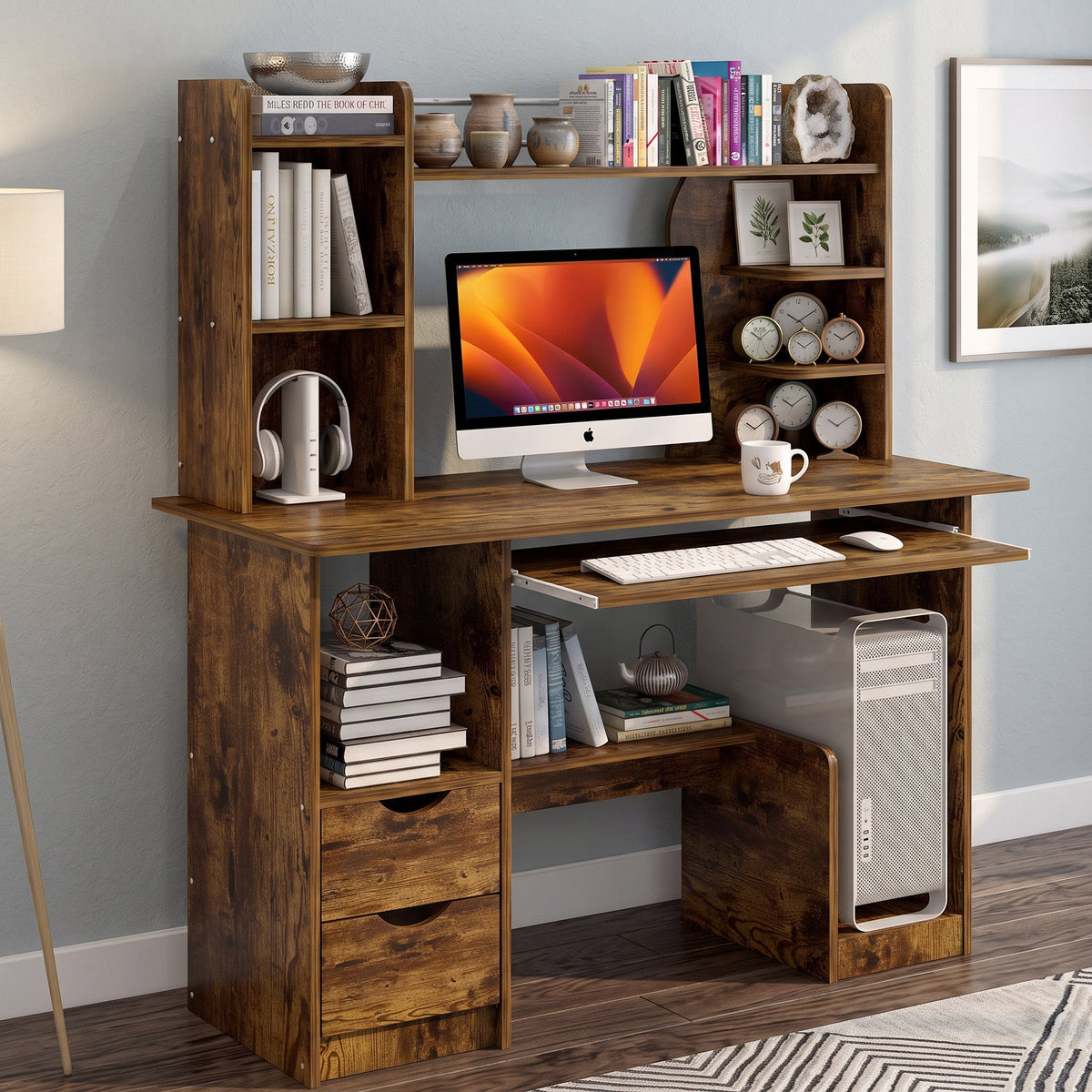 Schreibtisch Expert mit Regal und Schrank, 108 cm