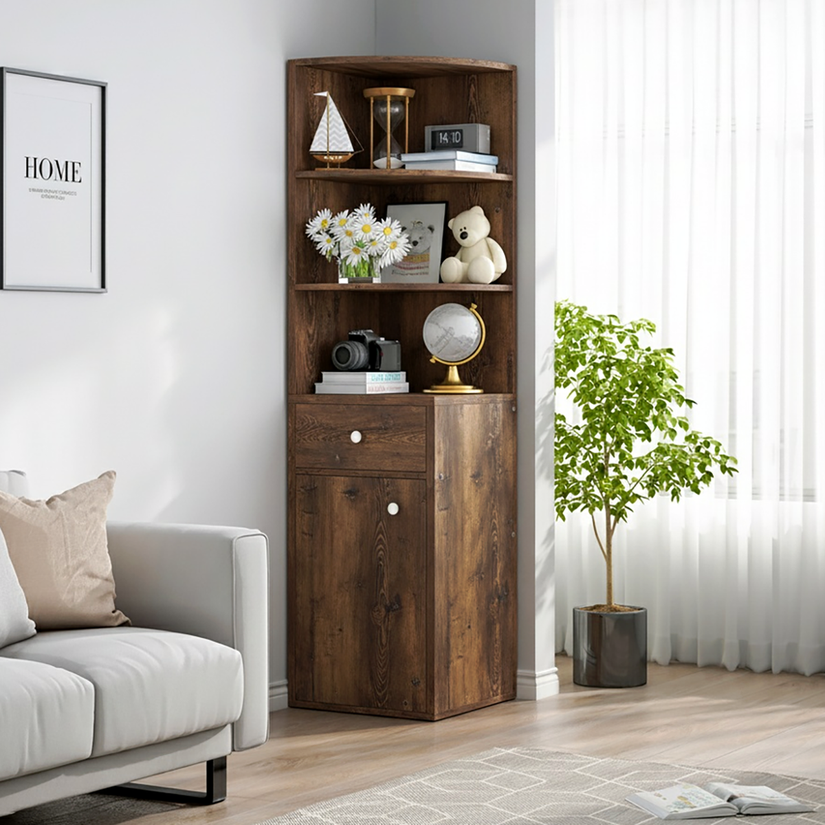 Eckregal Vision mit Schrank und Schublade, 151 cm